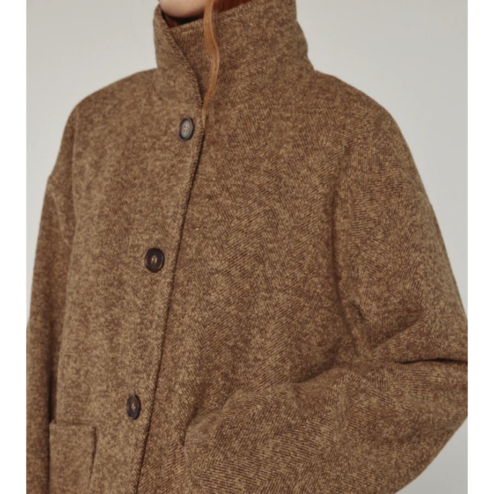 AMENTE wool high neck maxi coat